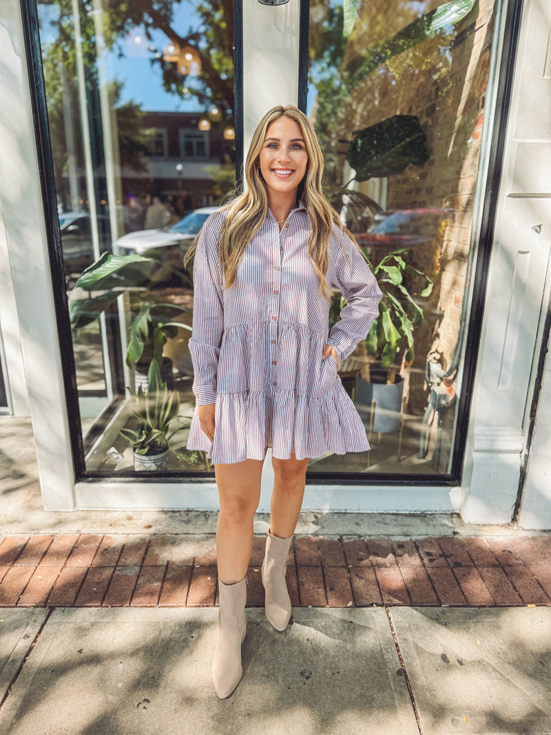 Tiered in stripes dress