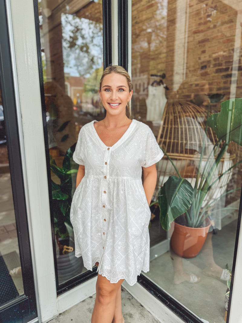 White eyelet dress