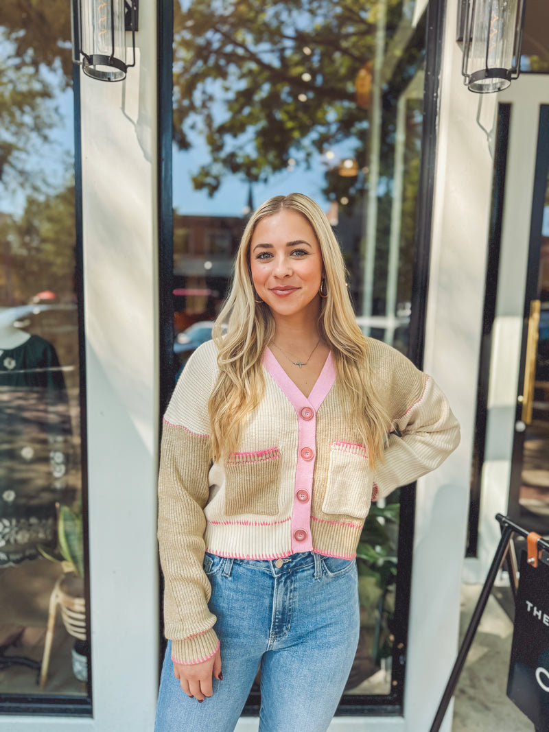 Color block cardigan