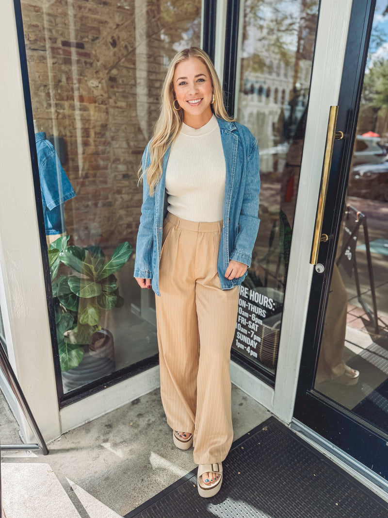 Dressed in denim blazer