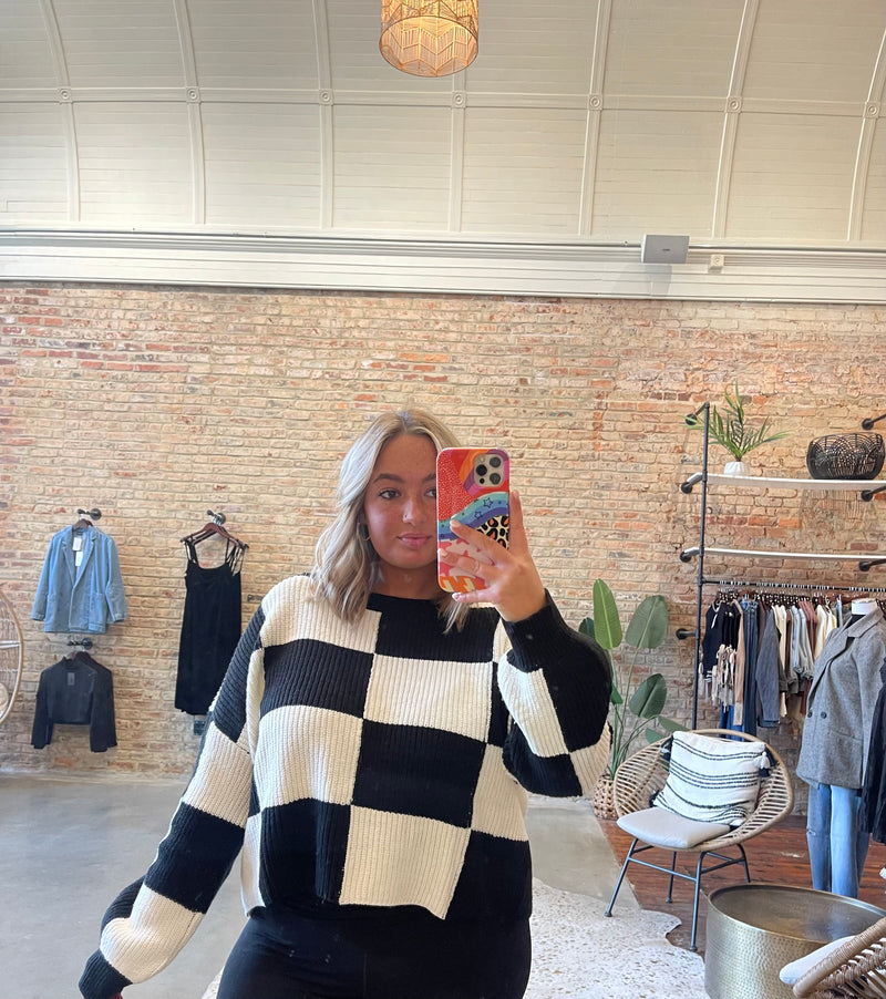 Checked out sweater - plus