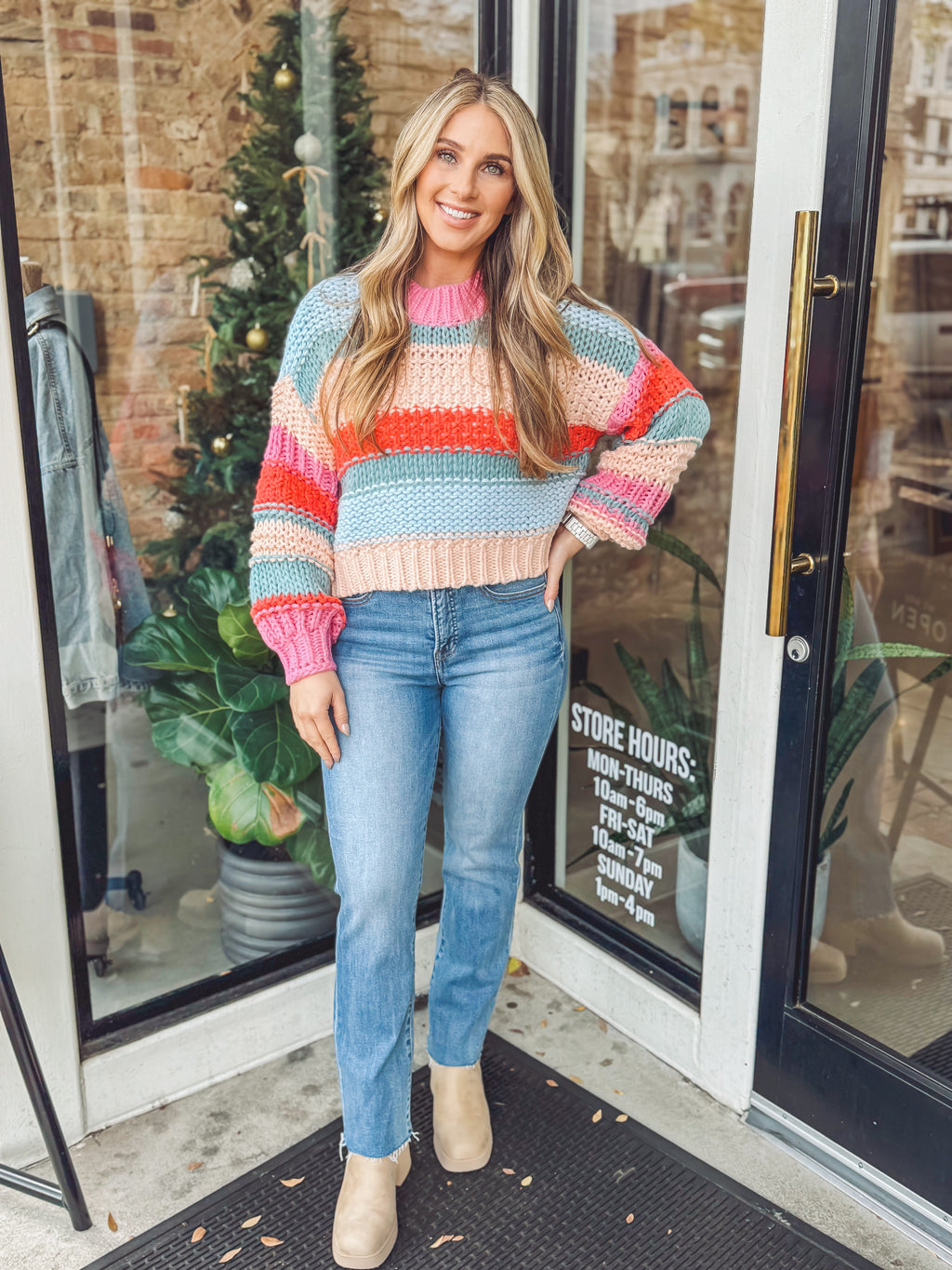 Colorblock knit sweater