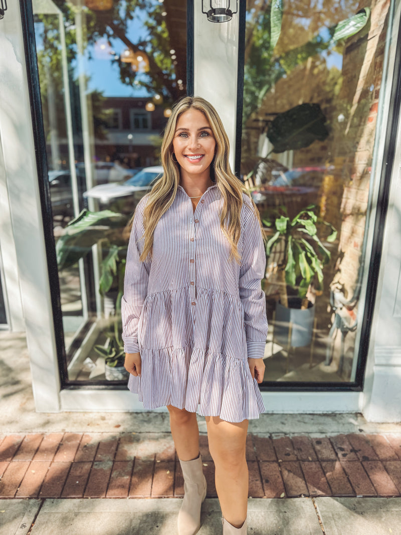 Tiered in stripes dress