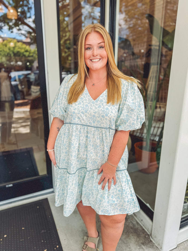 Dusty blue babydoll dress