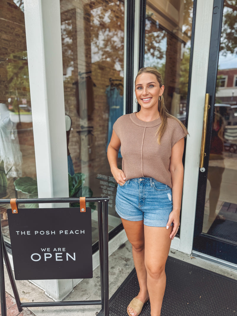 Crewneck sweater top - Tan