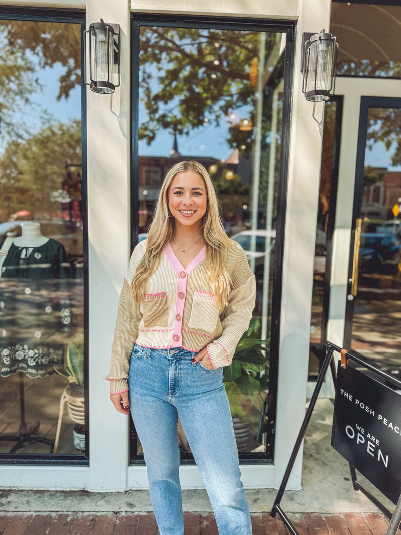 Color block cardigan